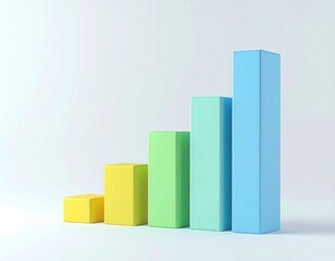 Fototapeta premium Vibrant 3D bar chart illustrating business growth, financial progress, and data visualization concepts