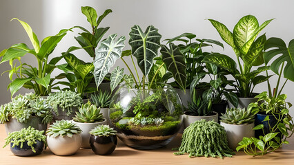 Showcasing a vibrant collection of indoor houseplants in a well lit setting, perfect for adding a touch of nature to any home or office space today.