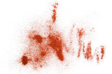 pile of ground red pepper flying isolated on white background, clipping path