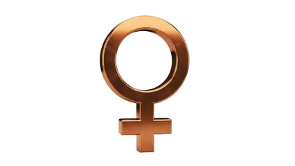 Bronze female gender symbol isolated PNG, feminism and women s rights concept for graphic design and social media use on transparent background © Vasilis