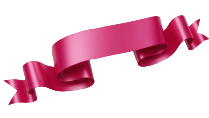 Elegant magenta ribbon banner PNG isolated on transparent background, decorative element for celebrations and graphic design projects