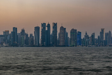 Fototapeta premium Evening view of Doha skyline, Qatar