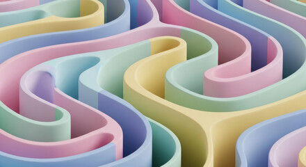 Abstract Pastel 3D Maze Structure
