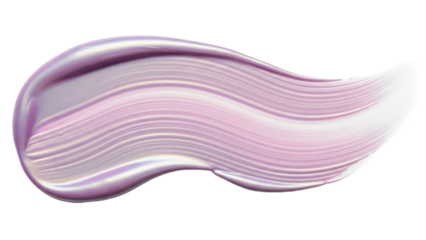 Iridescent lavender paint stroke isolated PNG on transparent background, shimmering cosmetic swatch for beauty and design projects