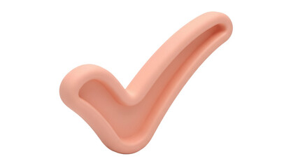 3D rendered check mark PNG isolated on transparent background, confirmation symbol for graphic design and user interface elements