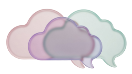Pastel speech bubbles PNG isolated on transparent background, soft color communication clouds for social media and design projects