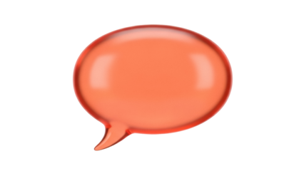 Orange speech bubble PNG isolated on transparent background, communication and conversation graphic element for design projects
