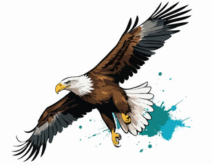 Obraz premium Illustration of an Eagle Created with Brush Stroke Technique, Artistic Style, Vibrant Colors