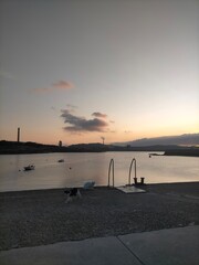 sunset colors in the Cantabrian coast in A Marina, Galicia, Spain