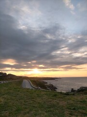 sunset colors in the Cantabrian coast in A Marina, Galicia, Spain