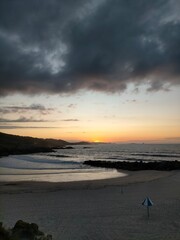 sunset colors in the Cantabrian coast in A Marina, Galicia, Spain