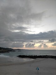 sunset colors in the Cantabrian coast in A Marina, Galicia, Spain