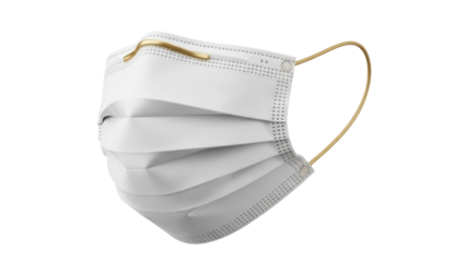 Medical face mask isolated PNG on transparent background, protective surgical mask for healthcare and virus protection, white color