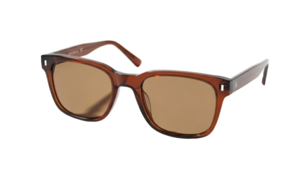 Stylish brown square sunglasses isolated PNG on transparent background, fashion eyewear with tinted lenses for sun protection and trendy summer look