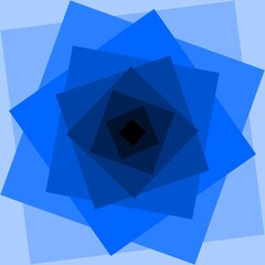 
Blue rotating concentric squares spiral with gradient from light to dark, dynamic geometric abstract background.