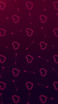 Gradient Background Featuring Graph Of Heart Outlines Connected, Purple Star Pattern With Tiny Hearts Forming Modern Network Design