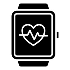 Heart rate monitor, smartwatch glyph solid icon