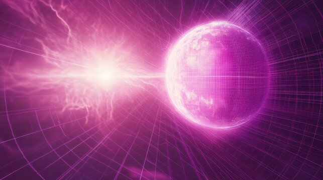 Planet energy cosmic ray burst, space travel background, science fiction