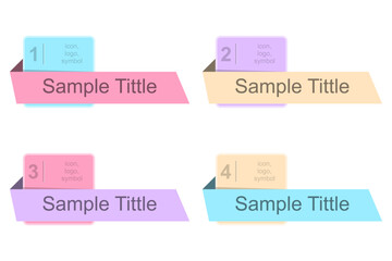 Modern Flat Design Vector of Step-by-Step Folded Ribbon Tags with Numbers and Titles for Business, Education, and Web Interface