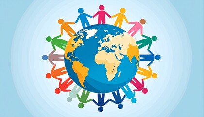 Diverse people unite around the globe in harmony and friendship