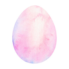 Fototapeta premium Soft watercolor Easter egg in pastel pink tones with gentle texture. Hand painted egg illustration for spring designs, Easter cards, nursery decor, kids invitations, cute seasonal prints and holiday