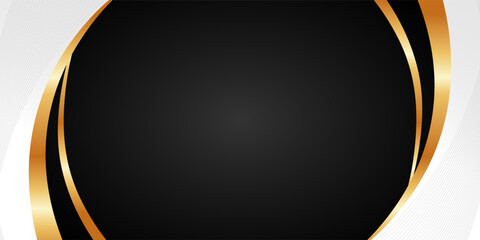 Abstract geometric shape black and gold background with smooth gradient