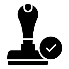 stamp glyph icon. Approval. marks accepted status. used in office documents