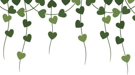Minimal Green Heart Vine Border for Spring Design © asyamusyaffa_