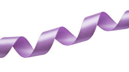 Wavy lavender ribbon isolated PNG on transparent background, decorative element for gift wrapping and celebratory designs
