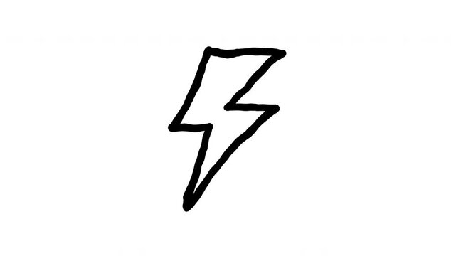 Simple Black Hand-Drawn Lightning Bolt Scribble Thunder Symbol with Alpha Channel, Transparent Background Thunder Strike Sketch, Minimalist Power Icon Overlay, Organic Hand Drawn Electric Bolt.