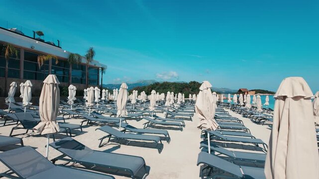 Ksamil Beach in Albania on sunny day