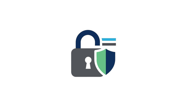 Data protection concept with pad lock and shield security icon