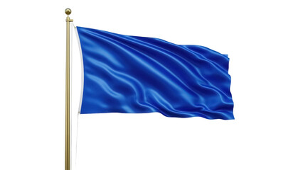 Waving blue flag PNG isolated on transparent background, single color banner for design elements and patriotic themes