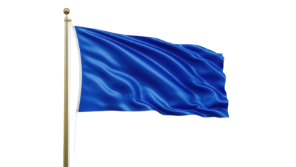Waving blue flag PNG isolated on transparent background, single color banner for design elements and patriotic themes