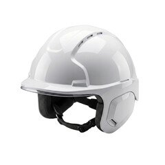 Naklejka premium A modern white safety helmet for head protection, transparent background