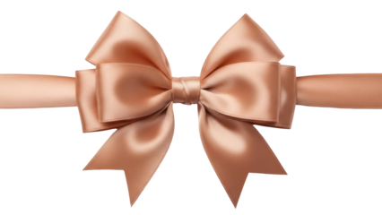 Elegant peach-colored satin bow isolated on transparent background, festive decoration for gift wrapping and special occasions PNG