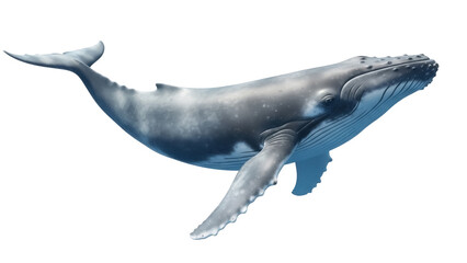 Humpback whale PNG isolated on transparent background, marine mammal with long pectoral fins for wildlife and ocean conservation projects