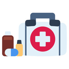 Obraz premium First Aid Kit vector icon. Adventure icon flat style. perfect use for logo, presentation, website, and more. modern icon design color style 