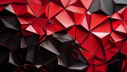 close up of cracked surface with irregular polygonal shapes transitioning from dark black at the bottom to vibrant red hues at the top creating a textured and dramatic visual effect