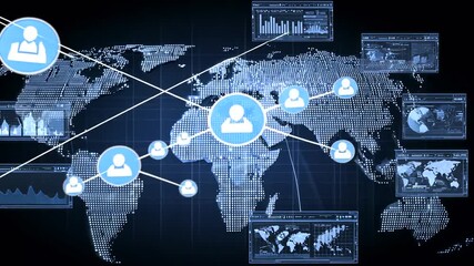 Global network connecting people around the world with digital technology and data visualization. - Powered by Adobe