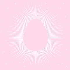Easter greeting card with outline egg on pink background. Easter egg pink background