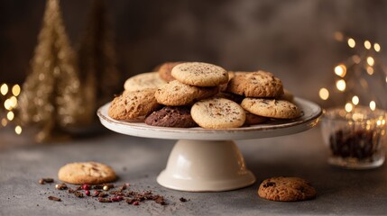 A white plate with a variety of cookies on it