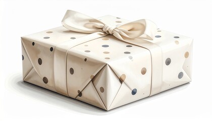 Minimal Wrapping Paper with Polka Dot Pattern Isolated on White Background