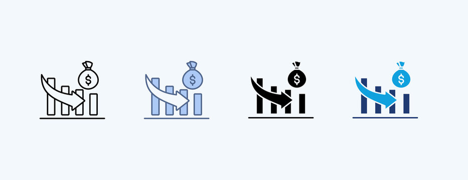 Asset Devaluation Multiple Icon Illustration Vector