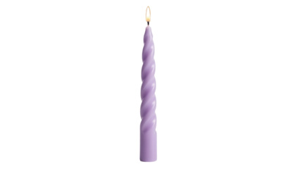 Elegant lavender spiral candle PNG isolated on transparent background, decorative wax candle for romantic atmosphere and special occasions
