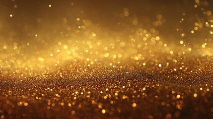 Glittering golden background with bokeh effect and sparkling light particles