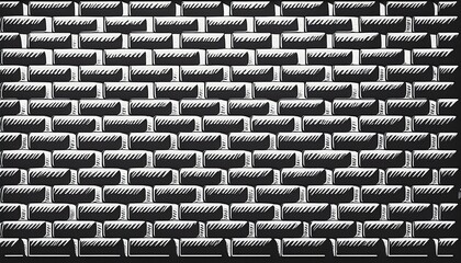 simple line sketch of brick wall in black and white