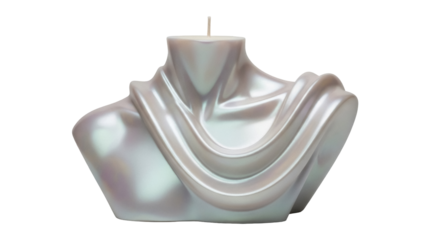 Elegant pearlescent bust candle PNG isolated on transparent background, decorative wax sculpture for home decor and romantic ambiance