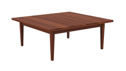 Square wooden coffee table isolated PNG, modern design with clean lines for living room furniture and home decor on transparent background
