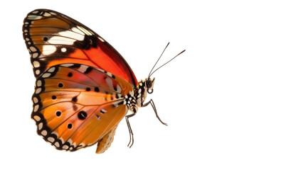 Beautiful monarch butterfly PNG isolated on transparent background, orange and black wings with white spots, detailed insect for design projects